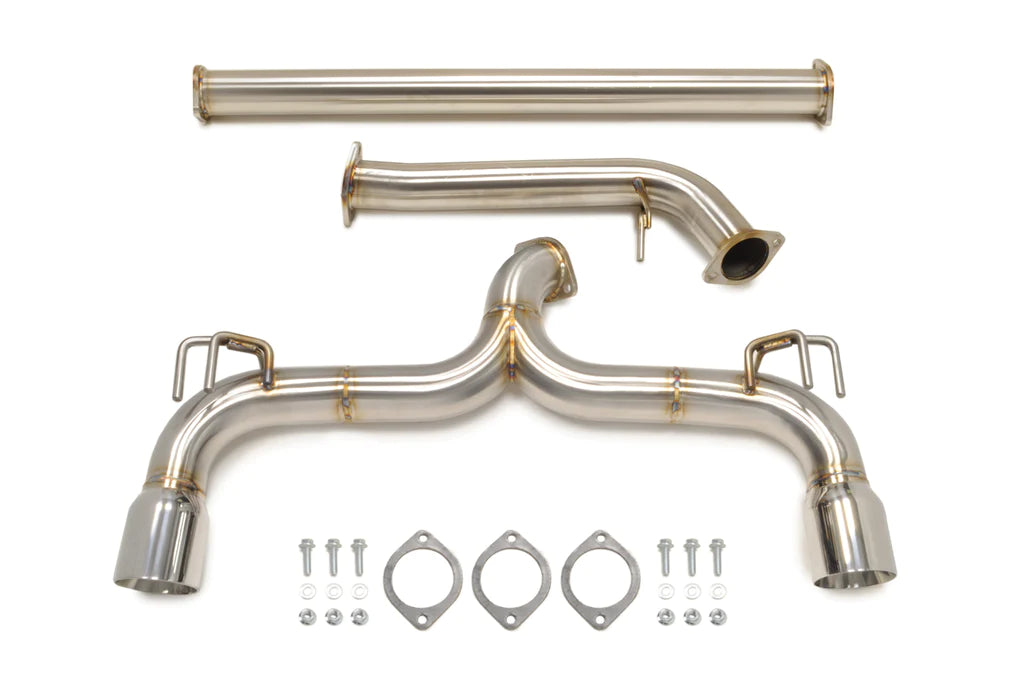 CS Motoring - STM Mitsubishi Evo X Stainless Cat-Back Dual Exit Exhaust (No Muffler) for aftermarket flow spool horsepower