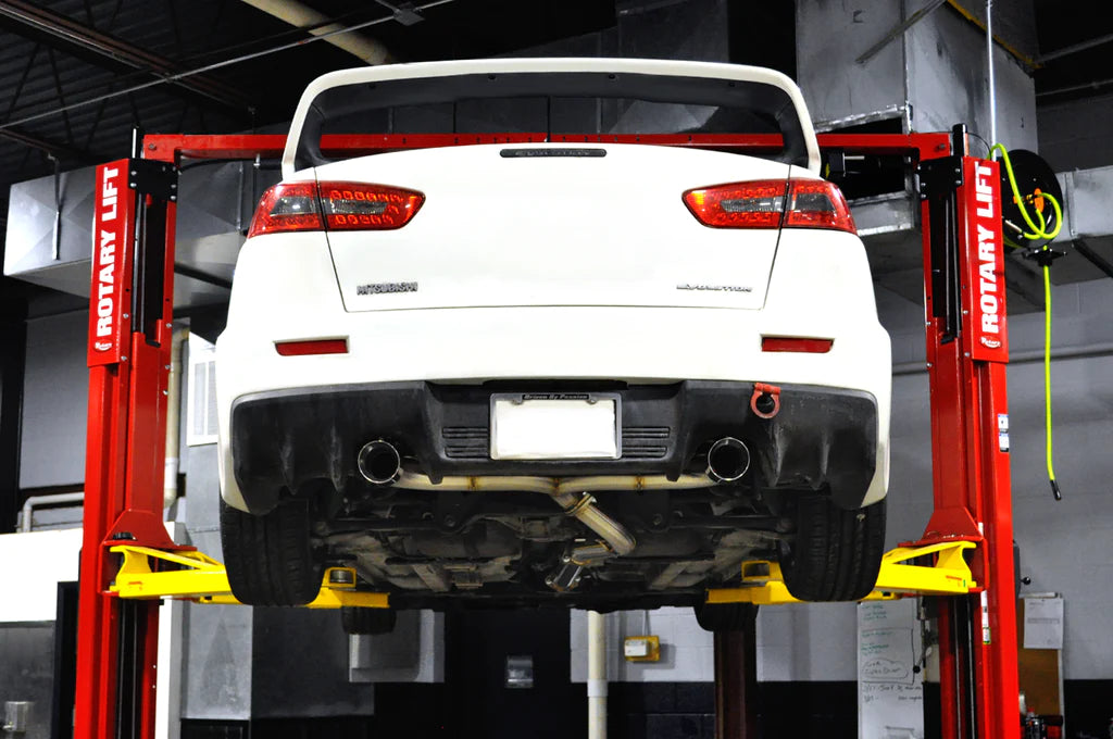 CS Motoring - STM Mitsubishi Evo X Stainless Cat-Back Dual Exit Exhaust (No Muffler) for aftermarket flow spool horsepower