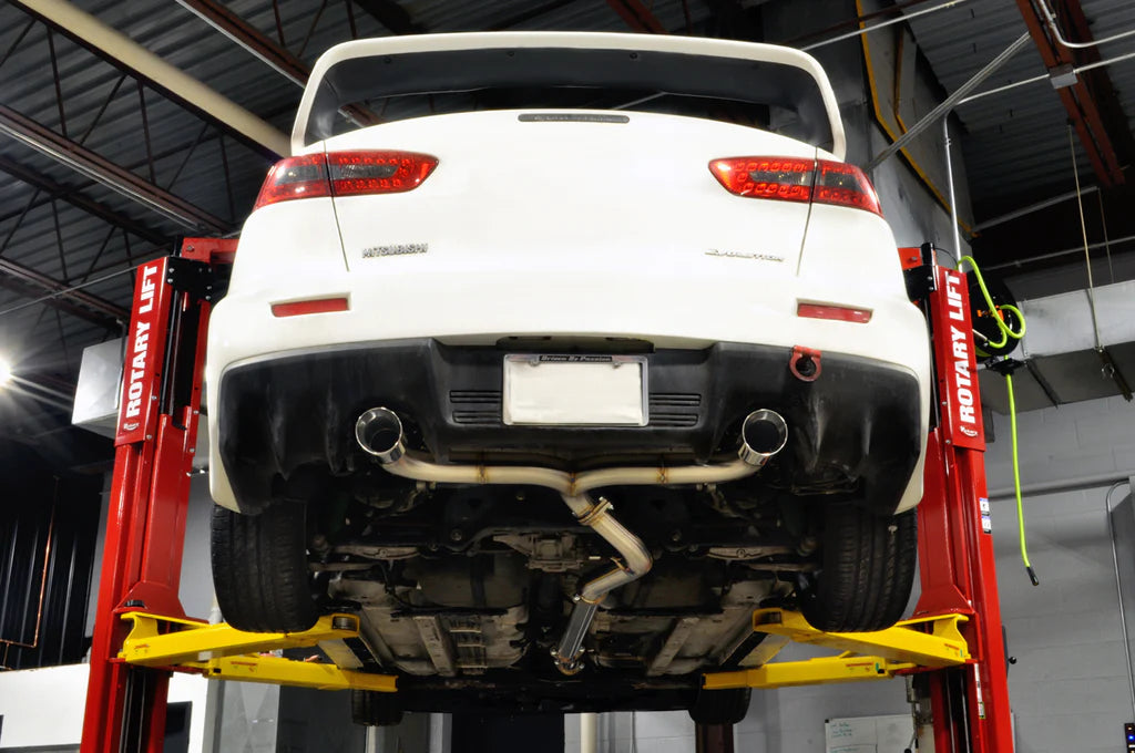CS Motoring - STM Mitsubishi Evo X Stainless Cat-Back Dual Exit Exhaust (No Muffler) for aftermarket flow spool horsepower