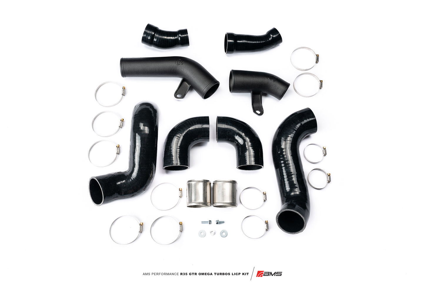 CS Motoring - AMS PERFORMANCE R35 GTR OMEGA TURBO KIT LOWER INTERCOOLER PIPING for aftermarket VR38 boosted Nissan racing engine