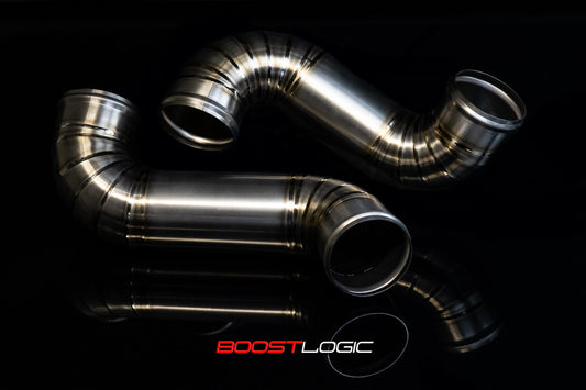 CS Motoring - Boost Logic Nissan GTR R35 S Pipes in 3” Titanium for aftermarket e85 flex fuel tuning on vr38 racing engine