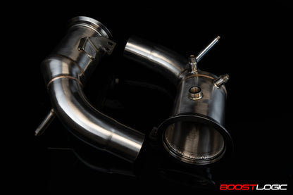 CS Motoring - Boost Logic Porsche 992 Turbo DownPipes for aftermarket aggressive loud sound and performance turbo boosted