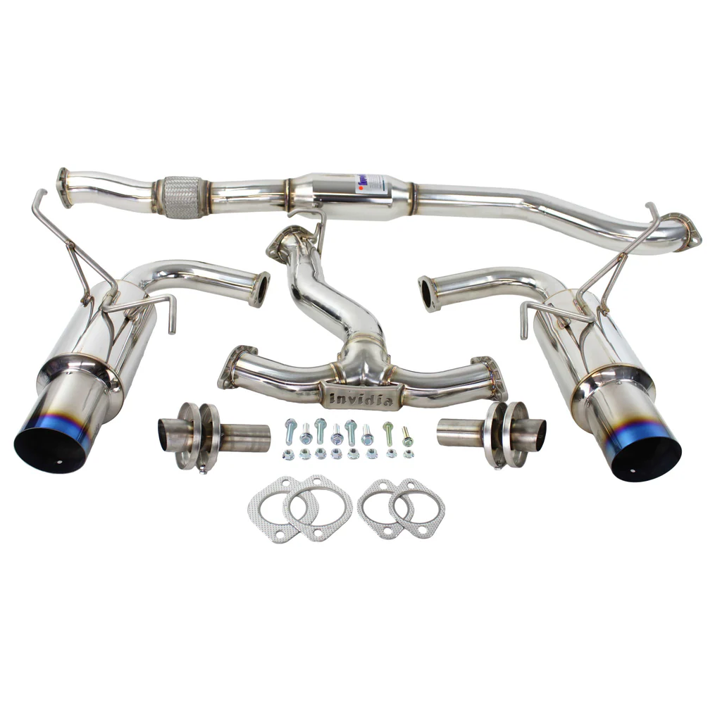 CS Motoring - Invidia 15+ Subaru WRX/STI 4dr N1 Twin Outlet Single Layer Tip Titanium Cat-Back Exhaust for aftermarket twin spool awd loud sound