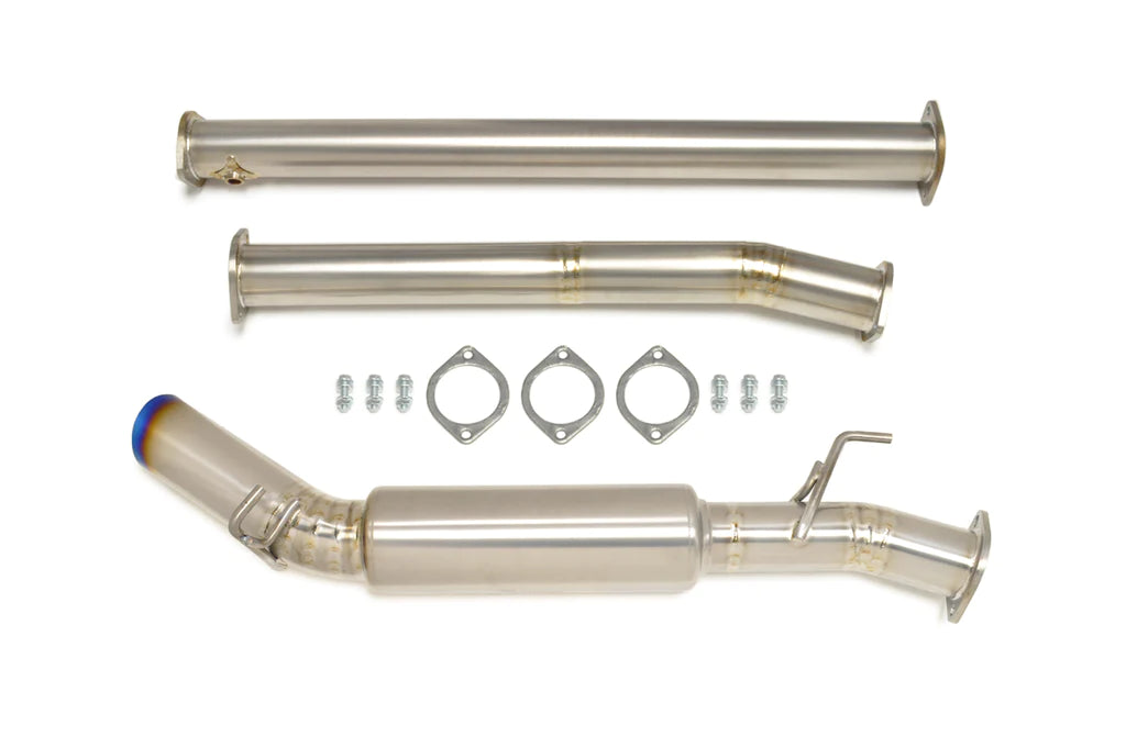 STM Mitsubishi Evo 7/8/9 4G63 Titanium Cat-Back Exhaust for aftermarket boost spool loud sound - CS Motoring