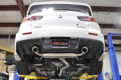 CS Motoring - STM Evo X 4B11 Stainless Cat-Back Dual Exit Exhaust (With Muffler) for aftermarket evolution mitsubishi flow sound loud