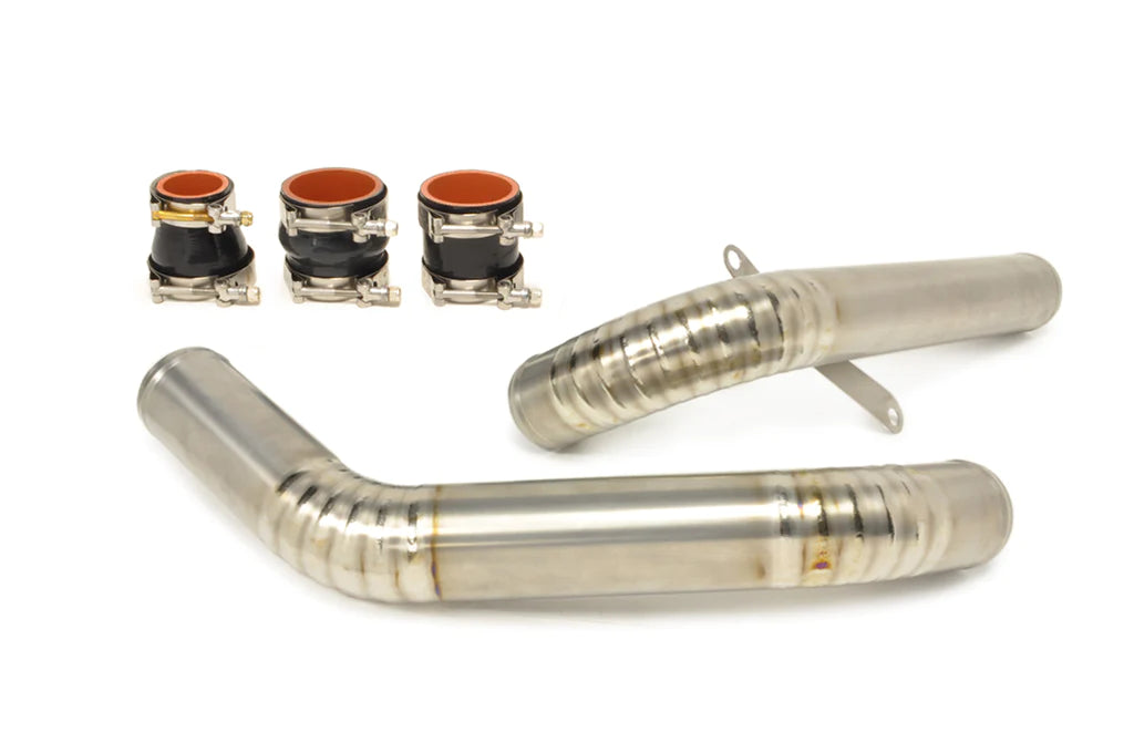 STM Mitsubishi Evo X 4B11 Titanium Upper Intercooler Pipe Kit for aftermarket flow air intake burnt