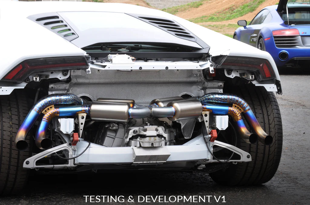 CS Motoring - STM Lamborghini Huracan Titanium Exhaust for aftermarket loud flames burnt backfire aggressive tuning euro exotic supercars